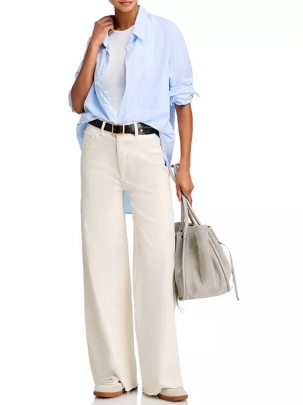 DL1961 Hepburn High-Rise Vintage Wide Leg Jeans Eggshell Frayed Hem 30 x 31